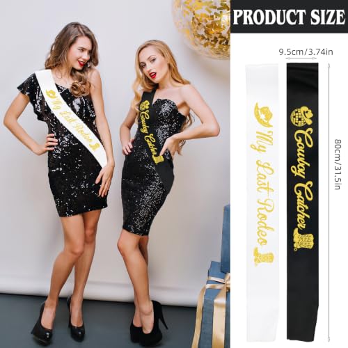 Disco Cowgirl Bachelorette Sashes Set for Western Last Rodeo Party