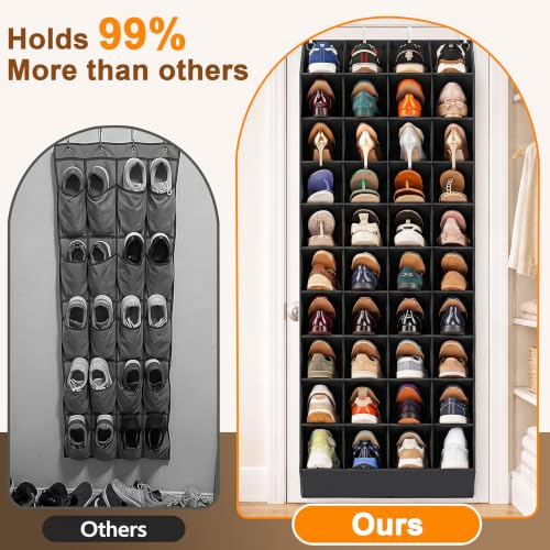Black Over-the-Door Shoe Organizer 40 Pockets 10-Tier Shoe Rack