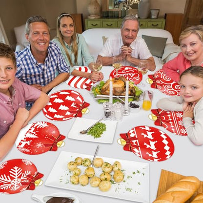 OBUSATT 60Pcs Christmas Balls Paper Placemat Set - Holiday Table Decorations