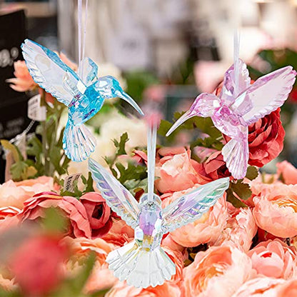 Set of 6 Iridescent Acrylic Bird Ornaments for Christmas & Holiday Decor