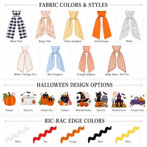 Personalized Halloween Fall Wreath Sash with Embroidery - Color Variation