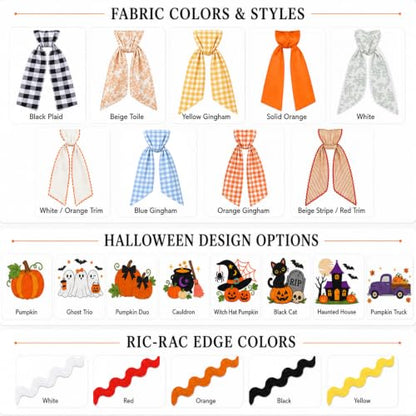 Personalized Halloween Fall Wreath Sash with Embroidery - Color Variation