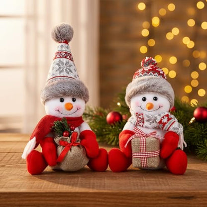 Christmas Snowman Decorations 2 Pack - Indoor Holiday Ornaments for Home & Gift