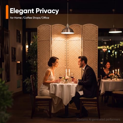 4-Panel Room Divider Screen, 69'' Tall, Natural Woven Privacy Panel — 4-Panel Variation