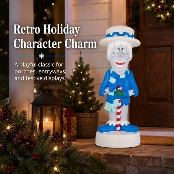 Blue Snow Miser Christmas Decor with LED Lights, Outdoor Blow Mold Figure