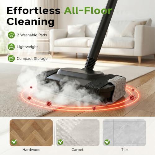 Steam Cleaner & Steam Mop Plus 1500W with Movable Base & Black White Variation