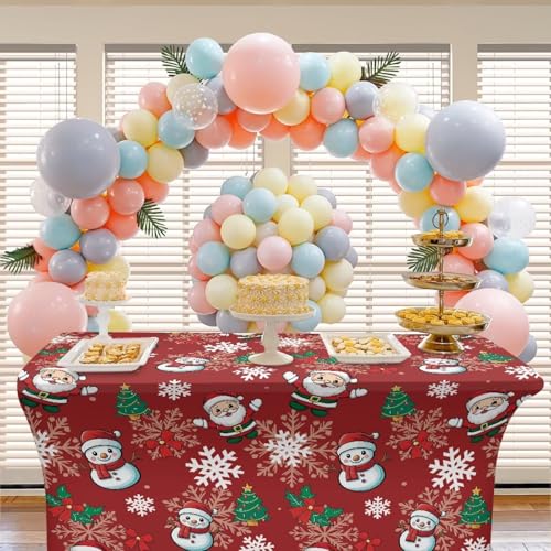Uorisanigo Christmas Snowman Fitted Tablecloth for 6ft Rectangle Tables - Holiday Decor