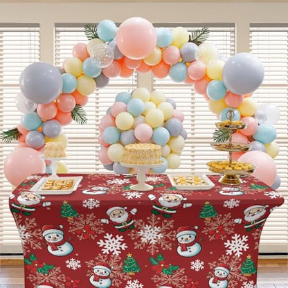 Uorisanigo Christmas Snowman Fitted Tablecloth for 6ft Rectangle Tables - Holiday Decor