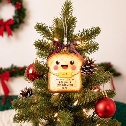 Engagement Keepsake Ornament for Couples - Wooden Toast Design 2026 Christmas Decoration