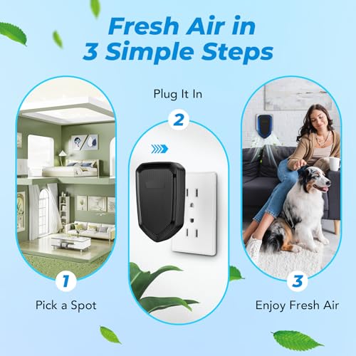 Plug-In Negative Ion Air Purifier for Home & Office - Black 4P
