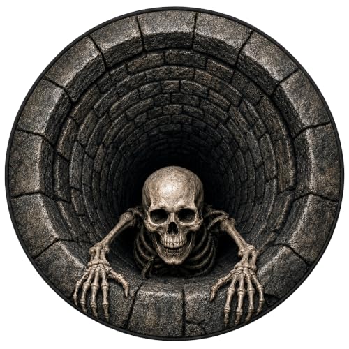 Halloween 3D Skeleton Vortex Rug - Soft Non-Slip Optical Illusion Carpet, Style 2, 24in