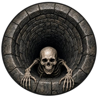 Halloween 3D Skeleton Vortex Rug - Soft Non-Slip Optical Illusion Carpet, Style 2, 24in