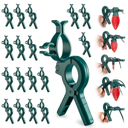 100 Pcs Universal C7 C9 Christmas Lights Clips - Spring Wire Holders for Outdoor Gutter Roofline Fence