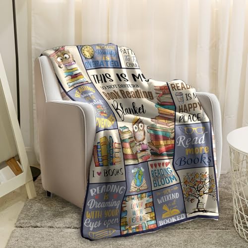 Reading Book Lovers Blanket - Cozy Fleece Oversized Throw 60x80 Inches - Variation of THIS listing