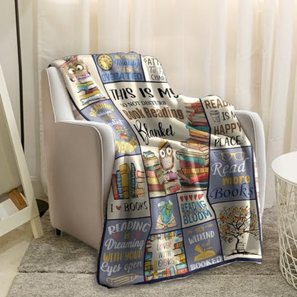 Reading Book Lovers Blanket - Cozy Fleece Oversized Throw 60x80 Inches - Variation of THIS listing