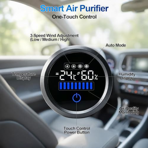Aucleia Smart Ionic Air Purifier with H13 HEPA Filter & Auto Sensor - Black