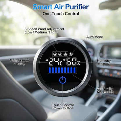Aucleia Smart Ionic Air Purifier with H13 HEPA Filter & Auto Sensor - Black