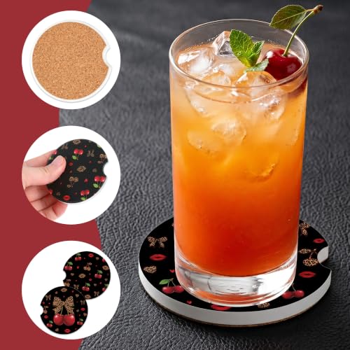 Cheetah Leopard Car Coasters for Cup Holders - Absorbent Ceramic Set - Variation: Cheetah251