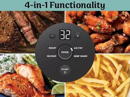 Ninja Crispi 4-in-1 Glass Air Fryer - Non-Toxic 4QT | Max Crisp, Bake, Recrisp | Cyberspace Gray