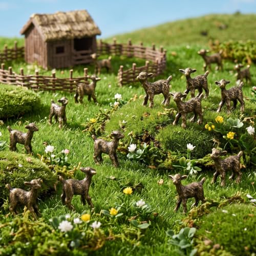 Mini Sheep Figurines Set - 50 Golden Brass Lamb Decorations for First Communion Easter