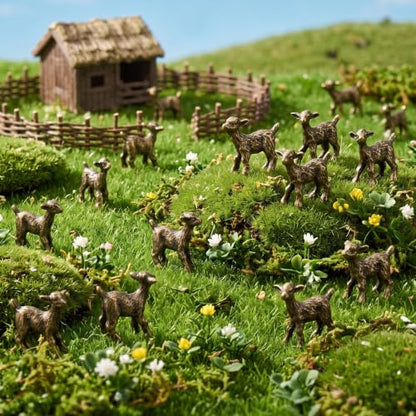 Mini Sheep Figurines Set - 50 Golden Brass Lamb Decorations for First Communion Easter