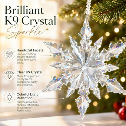 Large Crystal Snowflake Christmas Ornament Hanging Decor