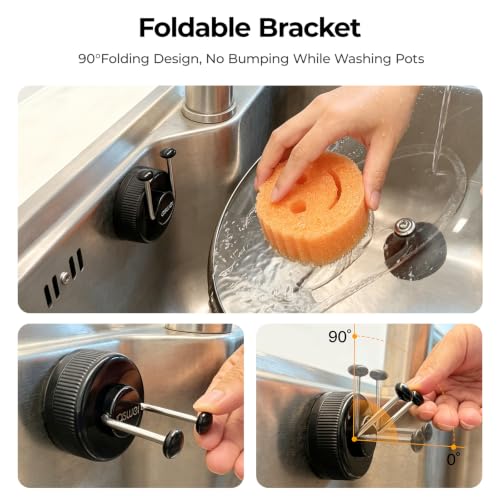 Black Smiley Face Sponge Holder for Kitchen Sink with Heavy-Duty Suction Cup