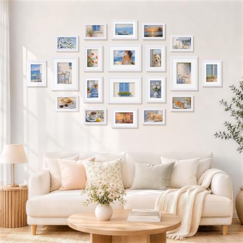 decorUhome White Picture Frames Set of 20 for Wall & Tabletop Display