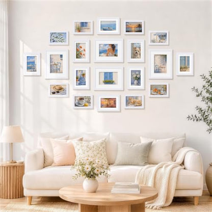 decorUhome White Picture Frames Set of 20 for Wall & Tabletop Display
