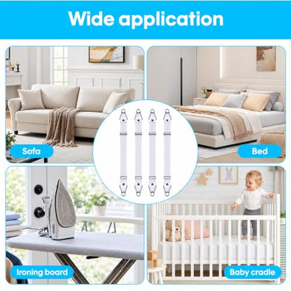 Adjustable Bed Sheet Clips Set of 4 - Secure Flat & Fitted Sheets