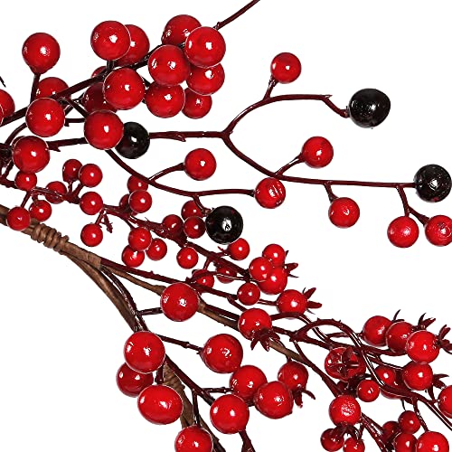 Artificial Christmas Wreath 18 Inch Red Berry Winter Decor Handmade Front Door Indoor Outdoor