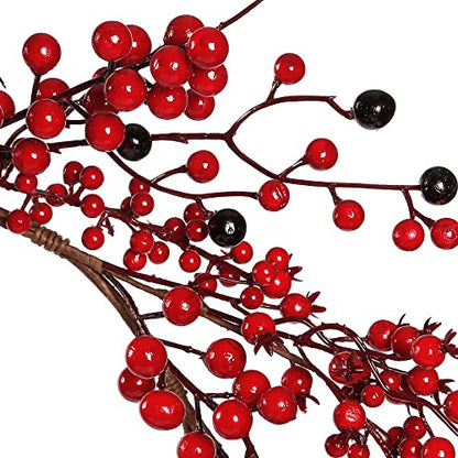 Artificial Christmas Wreath 18 Inch Red Berry Winter Decor Handmade Front Door Indoor Outdoor