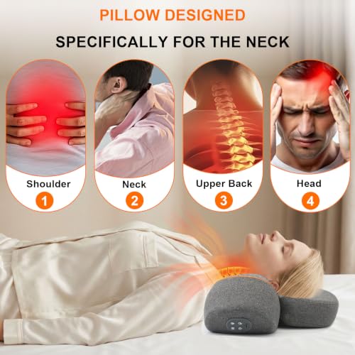 Cordless Heated Neck Massager Pillow with Heat & Massage Modes