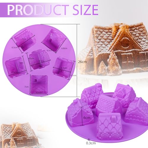 Gingerbread House Silicone Mold - 6 Cavity Non-Stick Christmas Baking Pan