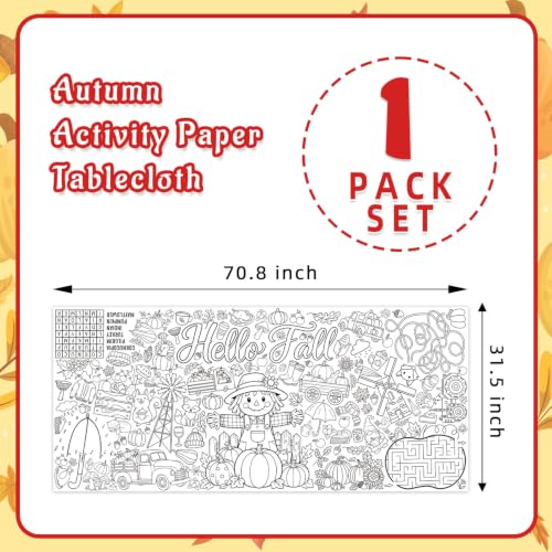 Fall Coloring Poster/Table Cover - 71 x 31.5 Inches Fall