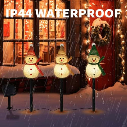 3PCS Solar Christmas Pathway Stakes Lights - Warm White Hat Variation