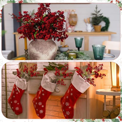 12 Pcs Christmas Artificial Red Berry Stems - Holly Berry Branches, 18 Inches - Variation of Red Berry
