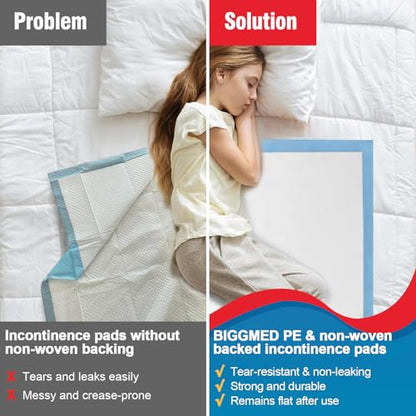 BIGGMED Disposable Bed Pads 30" x 30" 60 Count Super Absorbent Underpads, Chux Thicker Extra Large Incontinence Bed Pads, Pee Pads for Adults, Kids, Elderly, Pets