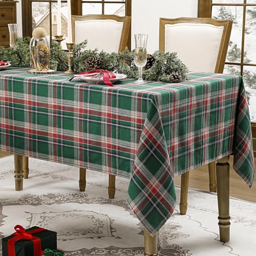 Romanstile Christmas Checkered Tablecloth Rectangle - Green Plaid, 60 x 144 Inches