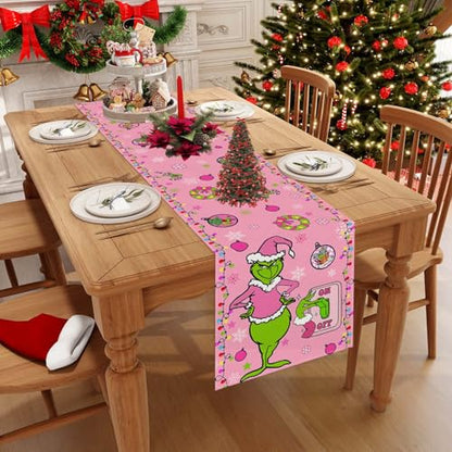 Pink Christmas Table Runner - Holiday Decor for Dining Table, 13x72 Inches