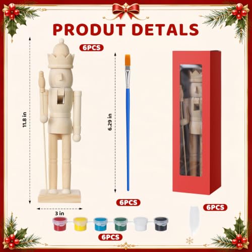 Unfinished Wooden Nutcracker Craft Kit - Large 11.8 Inch King Decoration Set with Paint Supplies - Variation of THIS listing
