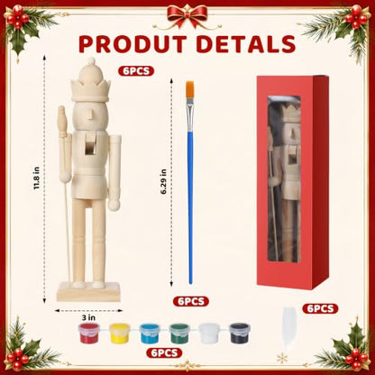 Unfinished Wooden Nutcracker Craft Kit - Large 11.8 Inch King Decoration Set with Paint Supplies - Variation of THIS listing