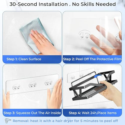 6-Pack Adhesive Shower Caddy Hooks - Waterproof Strong Bathroom & Kitchen Support