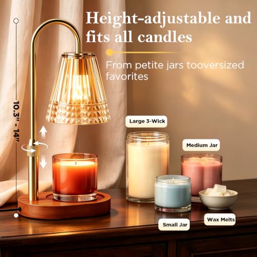 2 Pack Candle Warmer Lamps with Timer & Dimmable Wax Melters - Golden