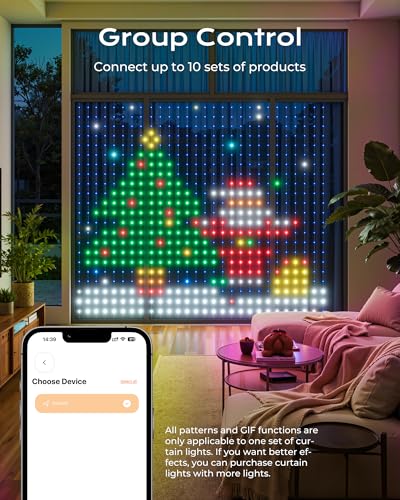 400 RGB LED Smart Curtain Lights with App Control - 6.6x6.6Ft, Customizable Colors & Scenes