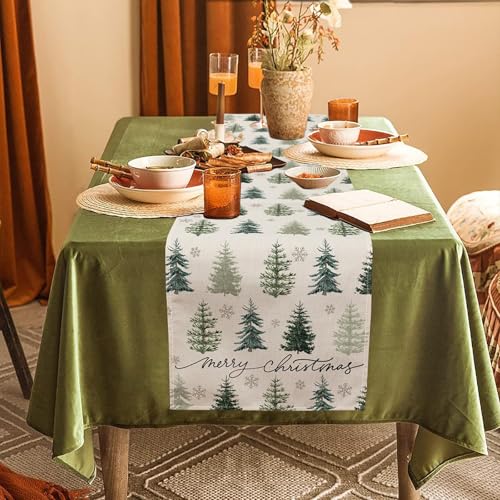 Christmas Table Runner Snowflake Snow Tree Holiday Decor 13x72