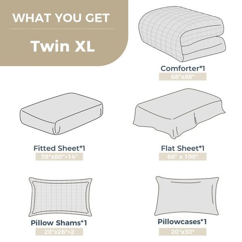 HYMOKEGE Mint Green Twin XL Comforter Set Seersucker 5 Pieces, All Season Luxury Bed in a Bag for Bedroom, Bedding Set with Comforter, Sheets, Pillowcase & Sham