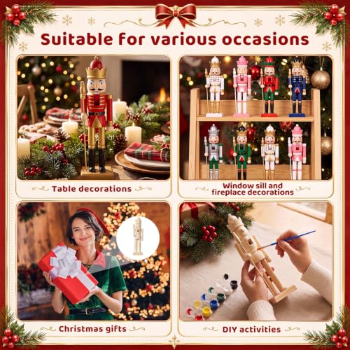 Unpainted Wooden Nutcracker Craft Kit - King, 12 Inch DIY Holiday Decor Set