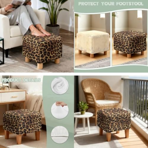 Leopard Print Wingback Chair and Ottoman Slipcover Set - Sarogrorin