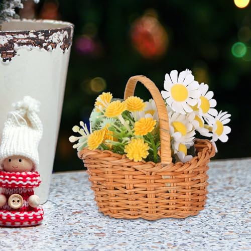 Mini Rattan Basket with Handle – Woven Decor for Crafts & Events